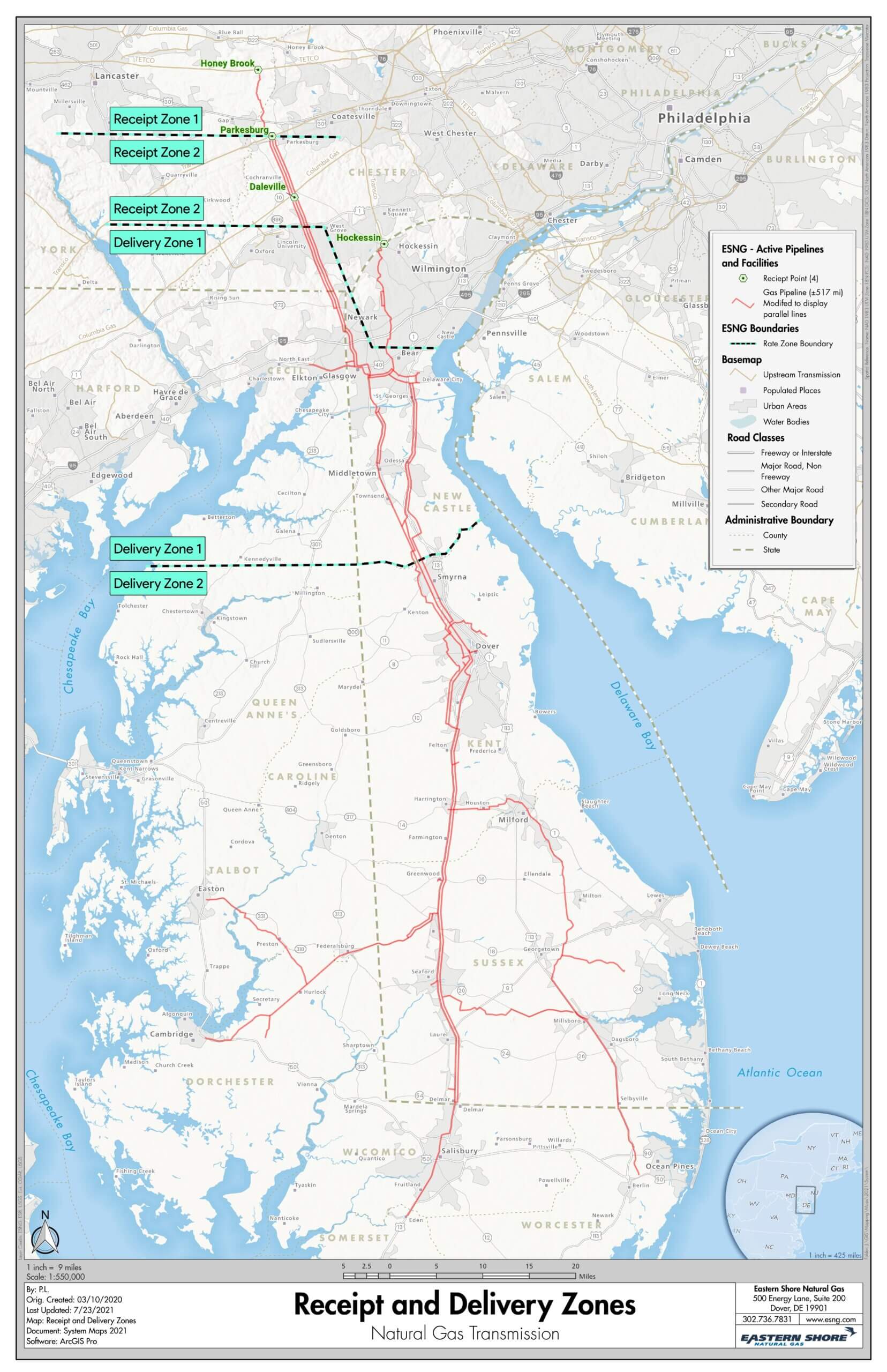 Pipeline Zone Map Eastern Shore Natural Gas
